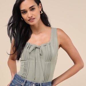 Lulus Kessa Olive Green Bustier Tank Top - Size M
